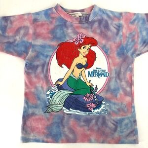 Vintage 90s Disney The Little Mermaid T-Shirt Ariel‎ Tie Dye Girls Large 10/12